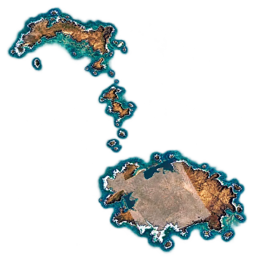 Representação digital de Ilhéus do Rombo, com o contorno e relevo da ilha